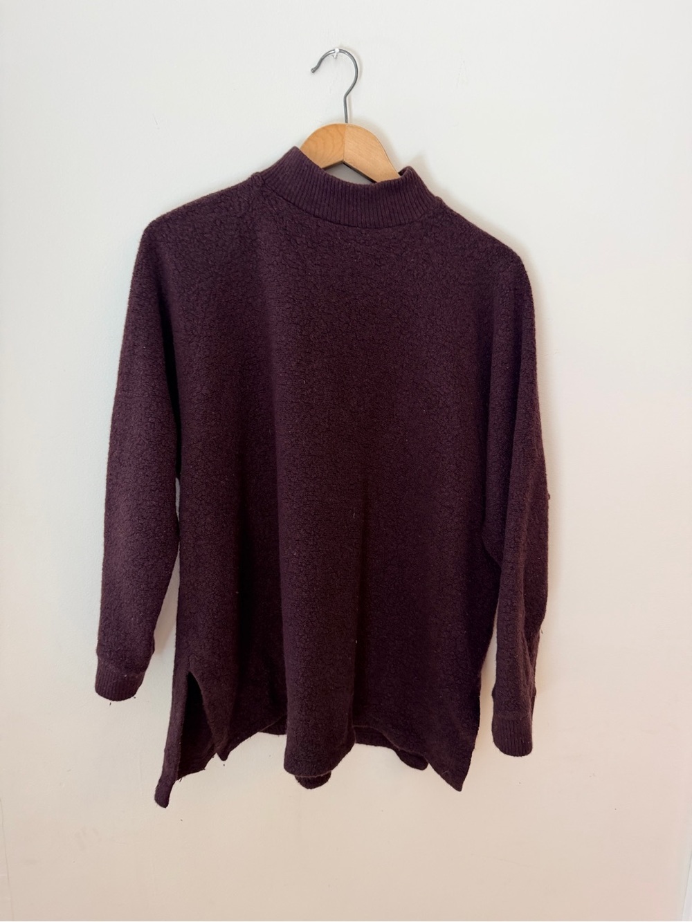 Eileen Fisher Deep Plum wool Mockneck Sweater